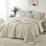 3-Piece Solid-Color All-Season Comforter Set – Ultra-Soft Breathable Bedding (1 Comforter + 1/2 Pillowcases)