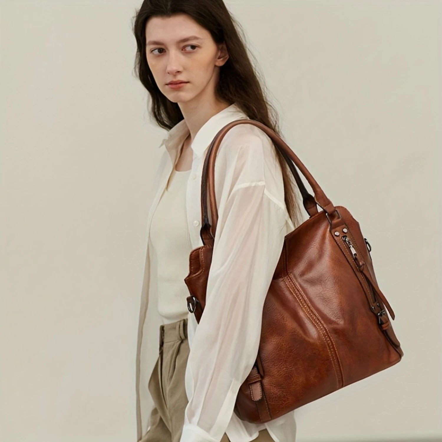 Women’s 2-Piece Tote & Crossbody Set – Large PU Leather Shoulder Bag + Matching Clutch with Cow-Pattern Accents