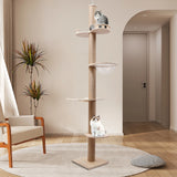 4-Tier Cat Tree Tower – Floor-to-Ceiling Adjustable Climbing Furniture with Sisal Rope Scratching Posts for Indoor Cats & Kittens
