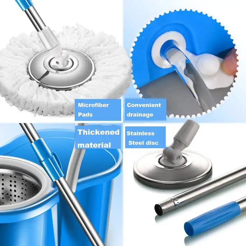 360° Spin Mop & Bucket System – 360 ° Rotating Floor Cleaning Set with Wringer, Extendable Handle & Microfiber Mop Heads