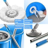 360° Spin Mop & Bucket System – 360 ° Rotating Floor Cleaning Set with Wringer, Extendable Handle & Microfiber Mop Heads