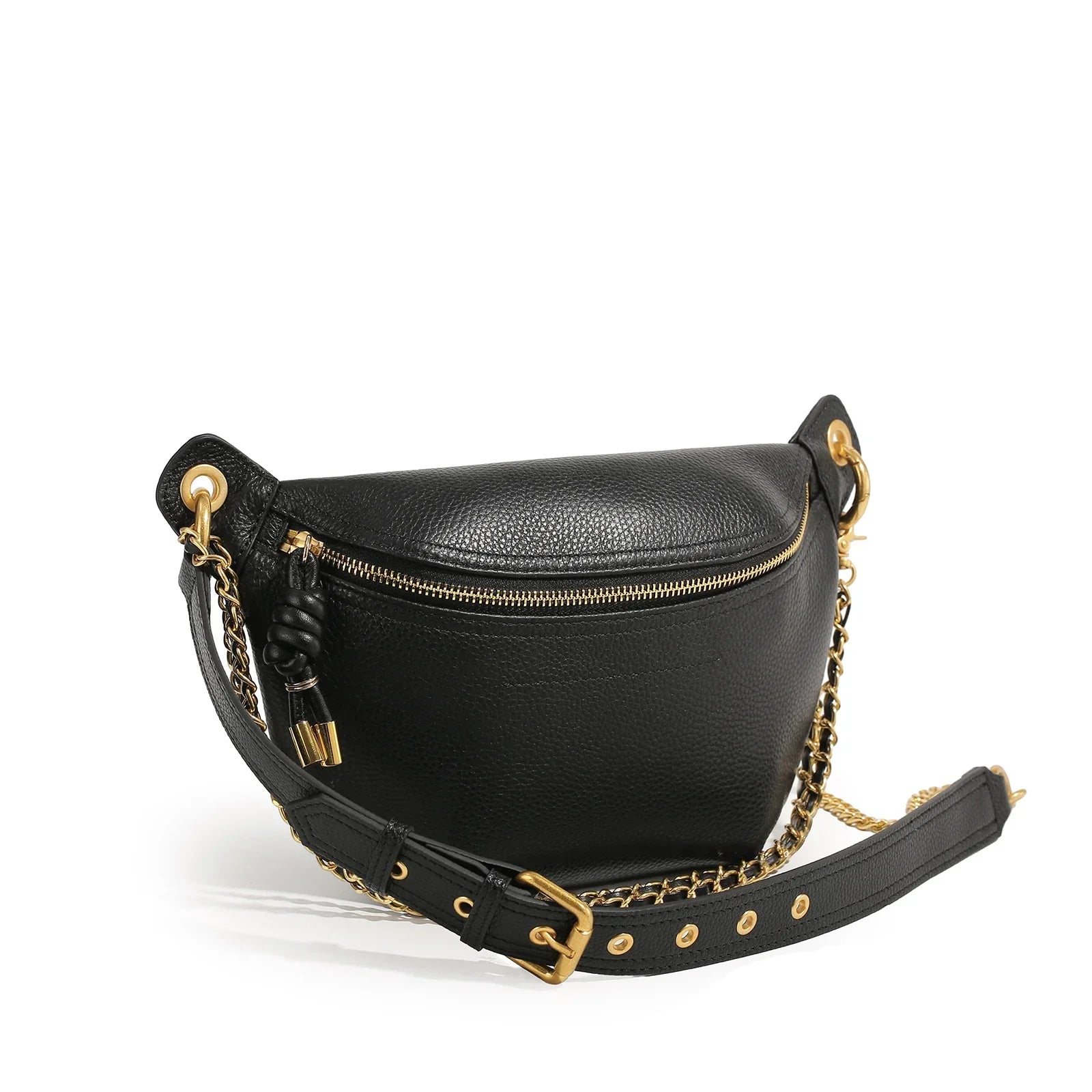 ITAMOOD Women’s Luxury Designer Leather Waist Bag with Chain Strap – Phone & Essentials Crossbody