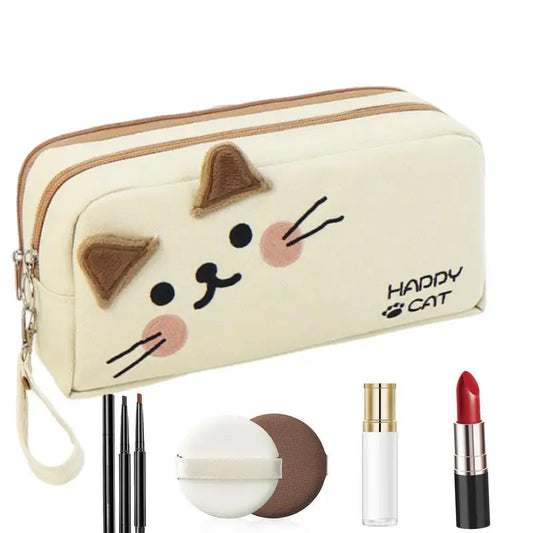 Cat Pattern Pencil Holder Case – Large Capacity Pen Pouch, School Stationery Organizer & Makeup Storage Bag