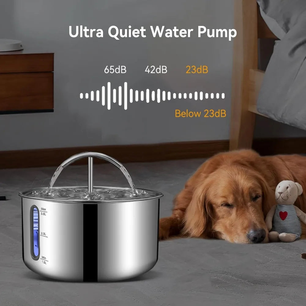 Cat Water Fountain – Large Capacity 3.6L Stainless Steel Automatic Pet Water Dispenser for Cats & Dogs 🐾💧