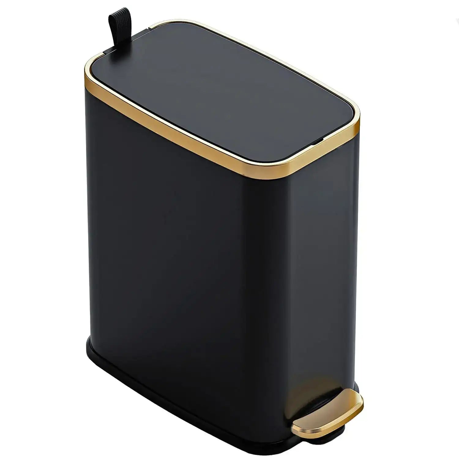 Slim Trash Can with Lid – Rectangular Narrow Waste Bin for Bathroom, Bedroom & Office (Soft-Close Top)