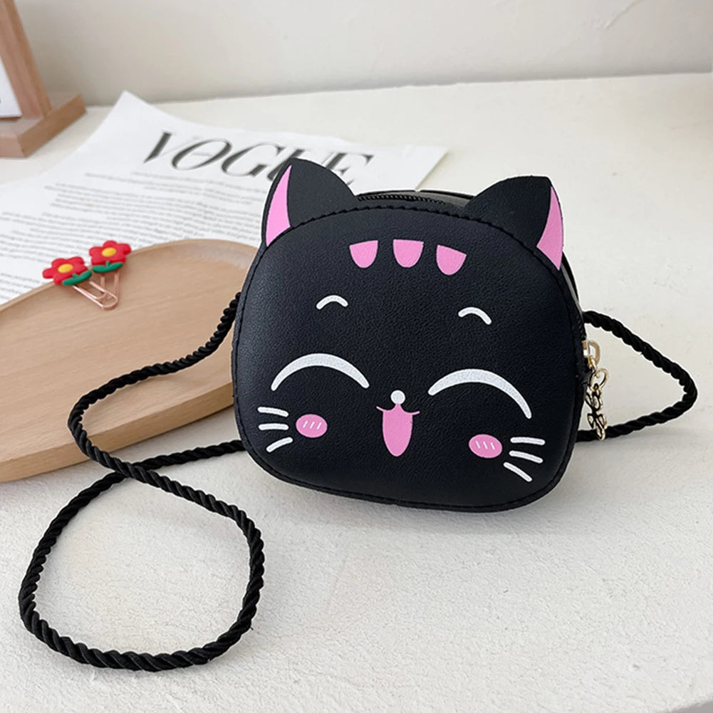 Kawaii Girls Cartoon Cat Satchel – Mini Shoulder Bag & Coin Purse for Kids | Cute Daily Fashion Bag