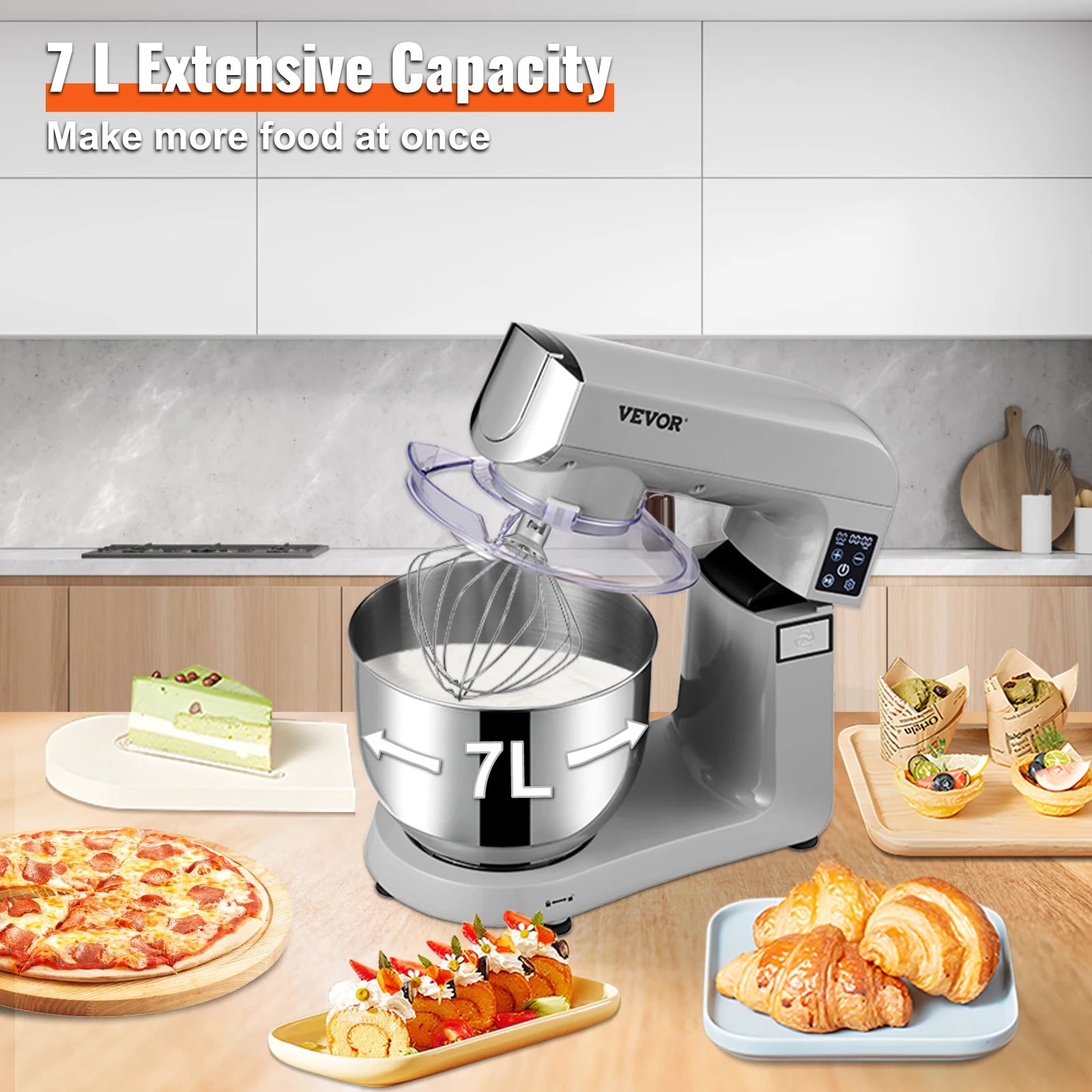 SucceBuy 6-inch Stand Mixer – 450 W, 6 Speeds, LCD Timer, 7.4 Qt Stainless Steel Bowl with Tilt-Head 🥧⏱️