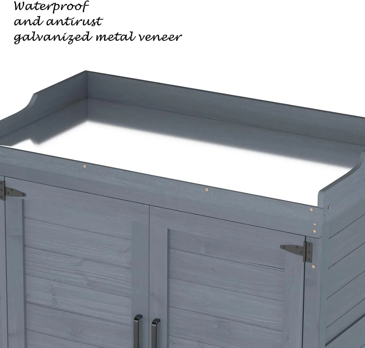 Outdoor Wooden Storage Cabinet – Waterproof Garden Tool Shed with Potting Bench & Work Station Table | Patio & Backyard Organizer