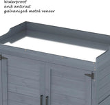 Outdoor Wooden Storage Cabinet – Waterproof Garden Tool Shed with Potting Bench & Work Station Table | Patio & Backyard Organizer