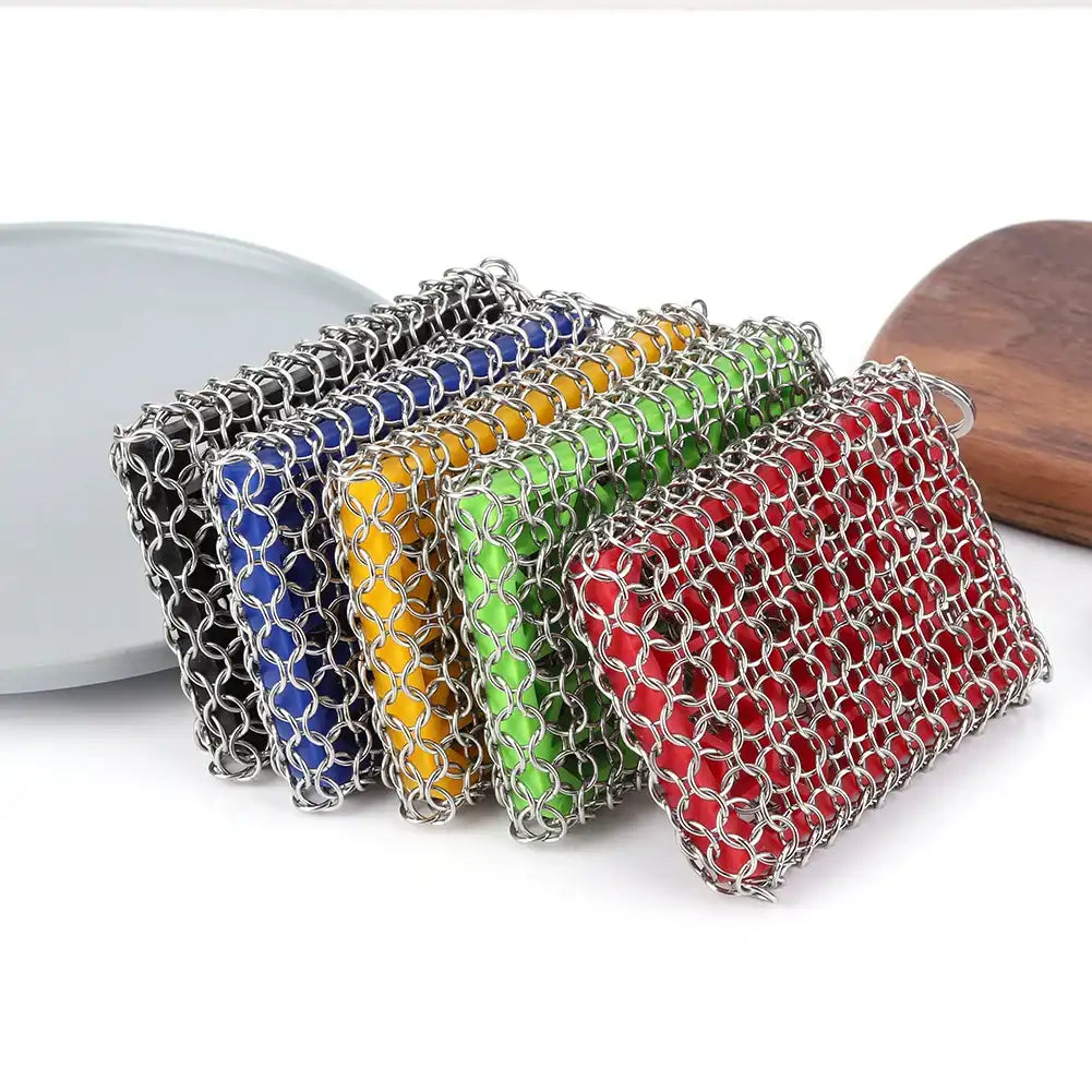 Stainless Steel Chainmail Scrubber for Cast Iron – Heavy-Duty Skillet & Pan Cleaner 🥘🔗