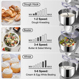 SucceBuy 6-inch Stand Mixer – 450 W, 6 Speeds, LCD Timer, 7.4 Qt Stainless Steel Bowl with Tilt-Head 🥧⏱️