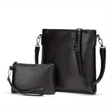 Women’s Soft Leather Two-Piece Shoulder & Crossbody Set – Elegant Messenger Handbag Combo for Daily Use