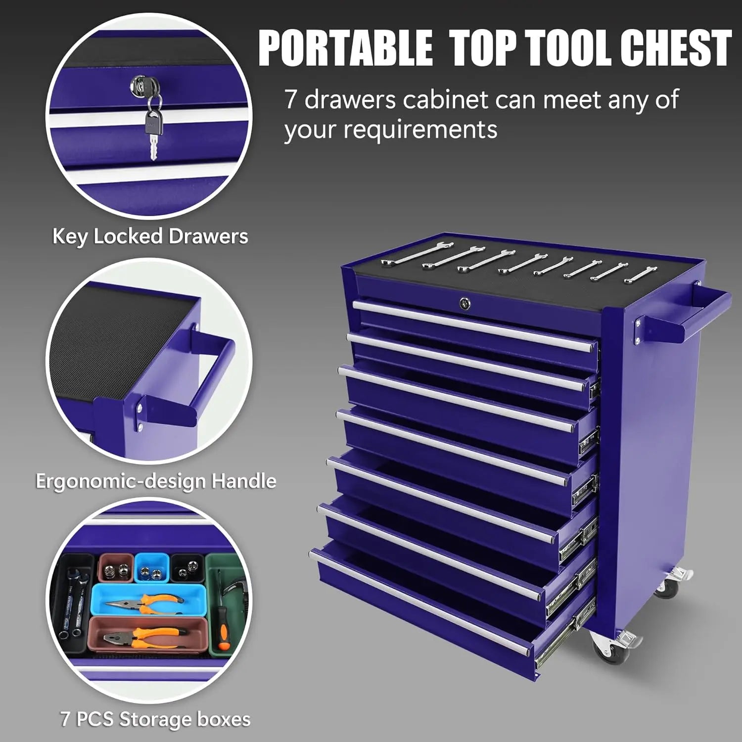 “Metal Rolling Tool Box with 5 Drawers – Heavy-Duty Tool Storage Cabinet with Wheels for Garage & Workshop”