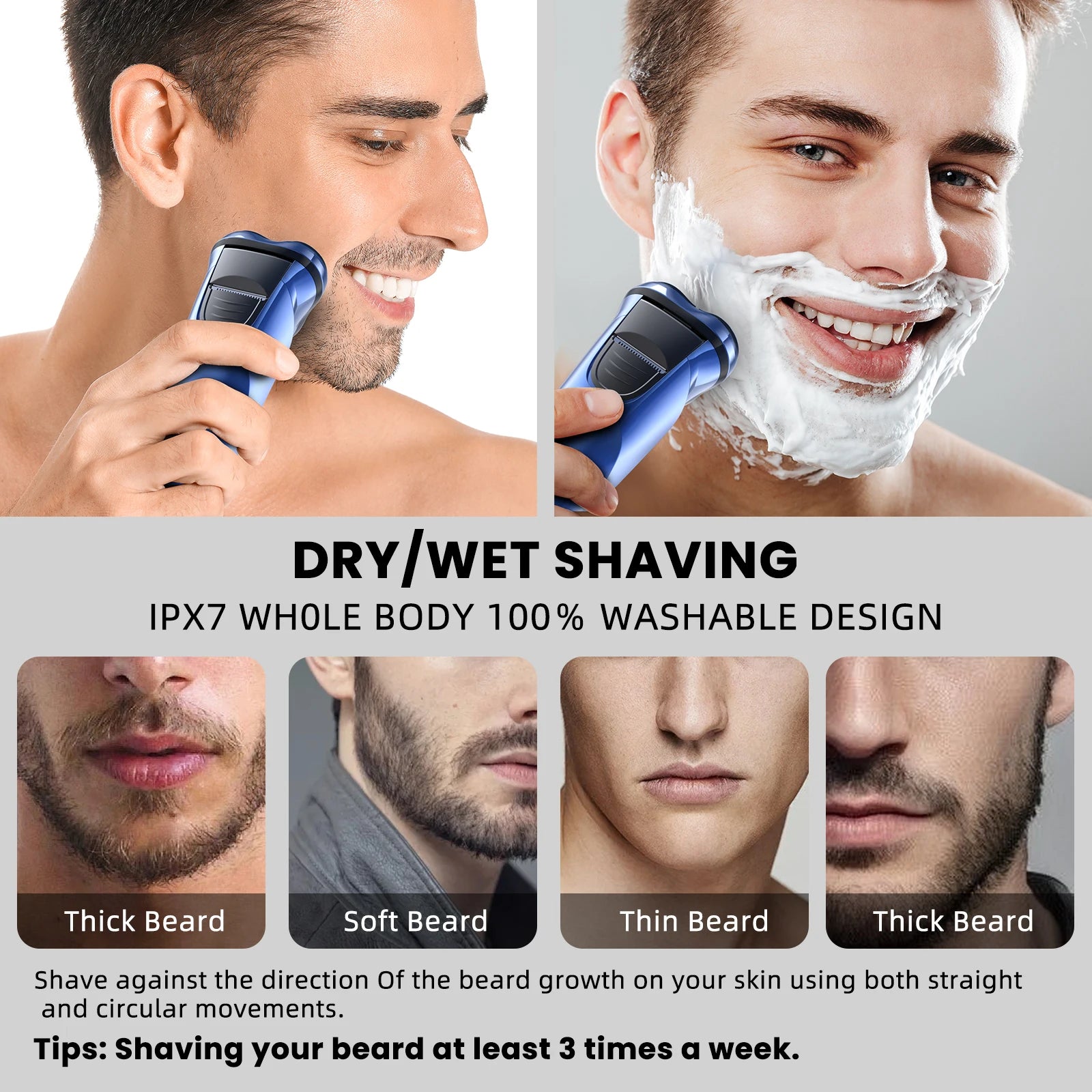 Sejoy Electric Razor – USB‑C Rechargeable Rotary Shaver with 3D Floating Heads & Pop‑Up Trimmer for Travel 🧳🪒