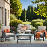 “Patio Furniture Set with Cushions – Outdoor Sofa, Chairs & Tea Table for Garden, Deck & Summer Relaxation”