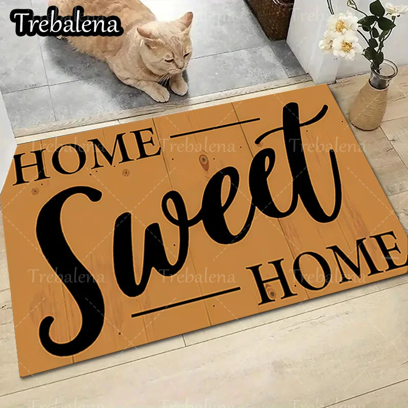“Home Sweet Home” Welcome Door Mat – Indoor/Outdoor Entryway Rug (Non-Slip, Easy-Clean)