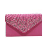 Women’s Satin Rhinestone Clutch – Elegant Evening Shoulder Bag with Thin Chain for Parties, Banquets & Weddings