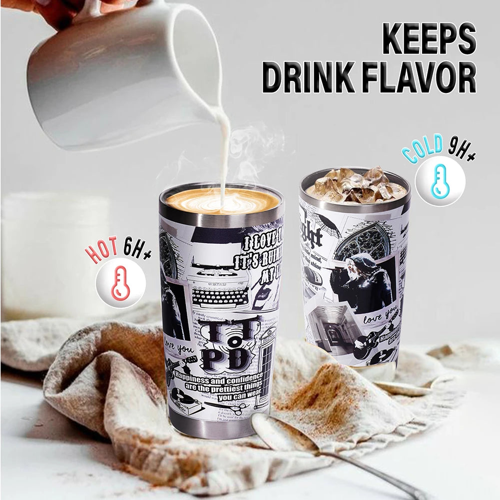 20oz Vacuum Insulated Stainless Steel Tumbler with Straw – Thermal Cup for Hot & Cold Drinks