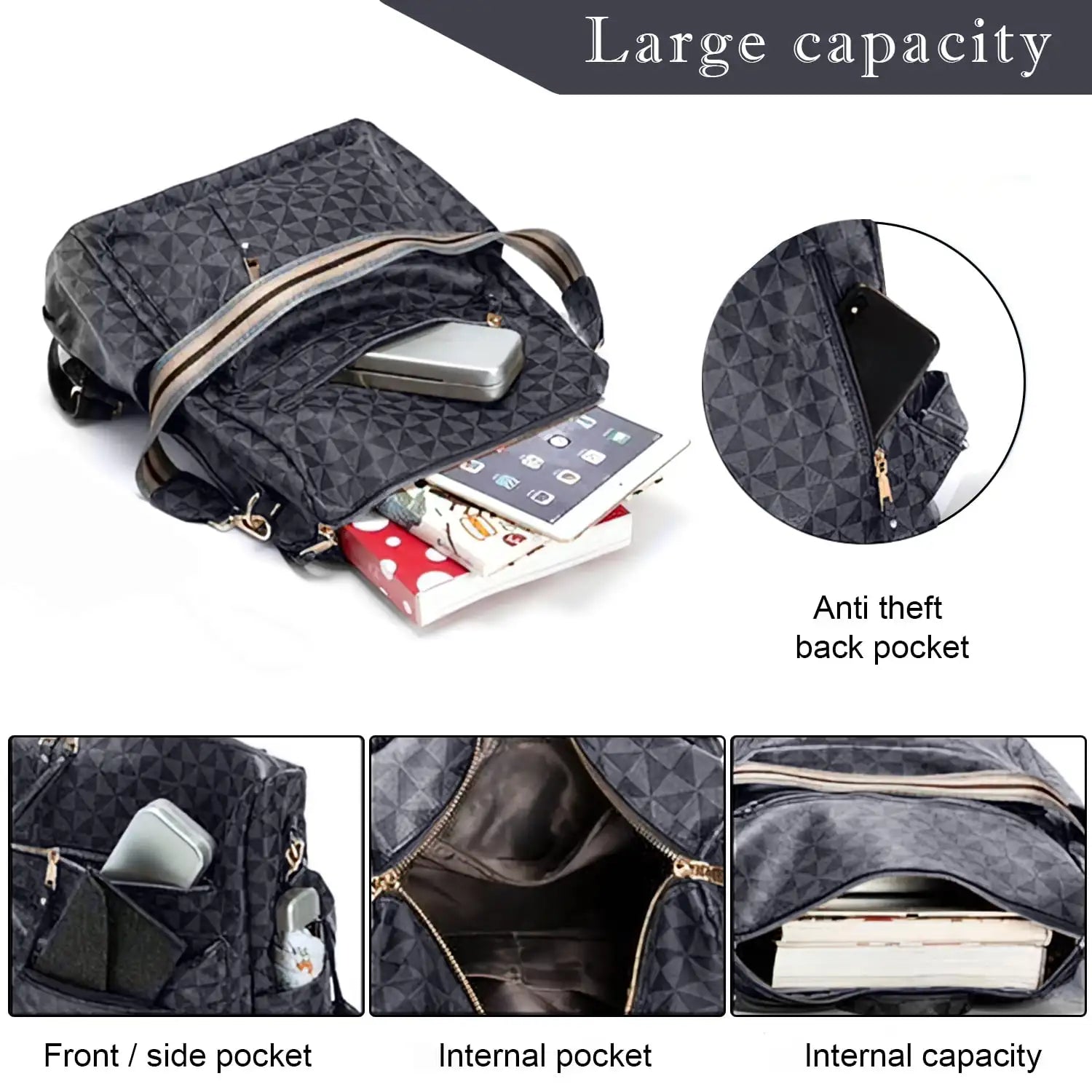 Convertible Women’s Leather Backpack Purse – Large Fashion Travel & College Shoulder Bag