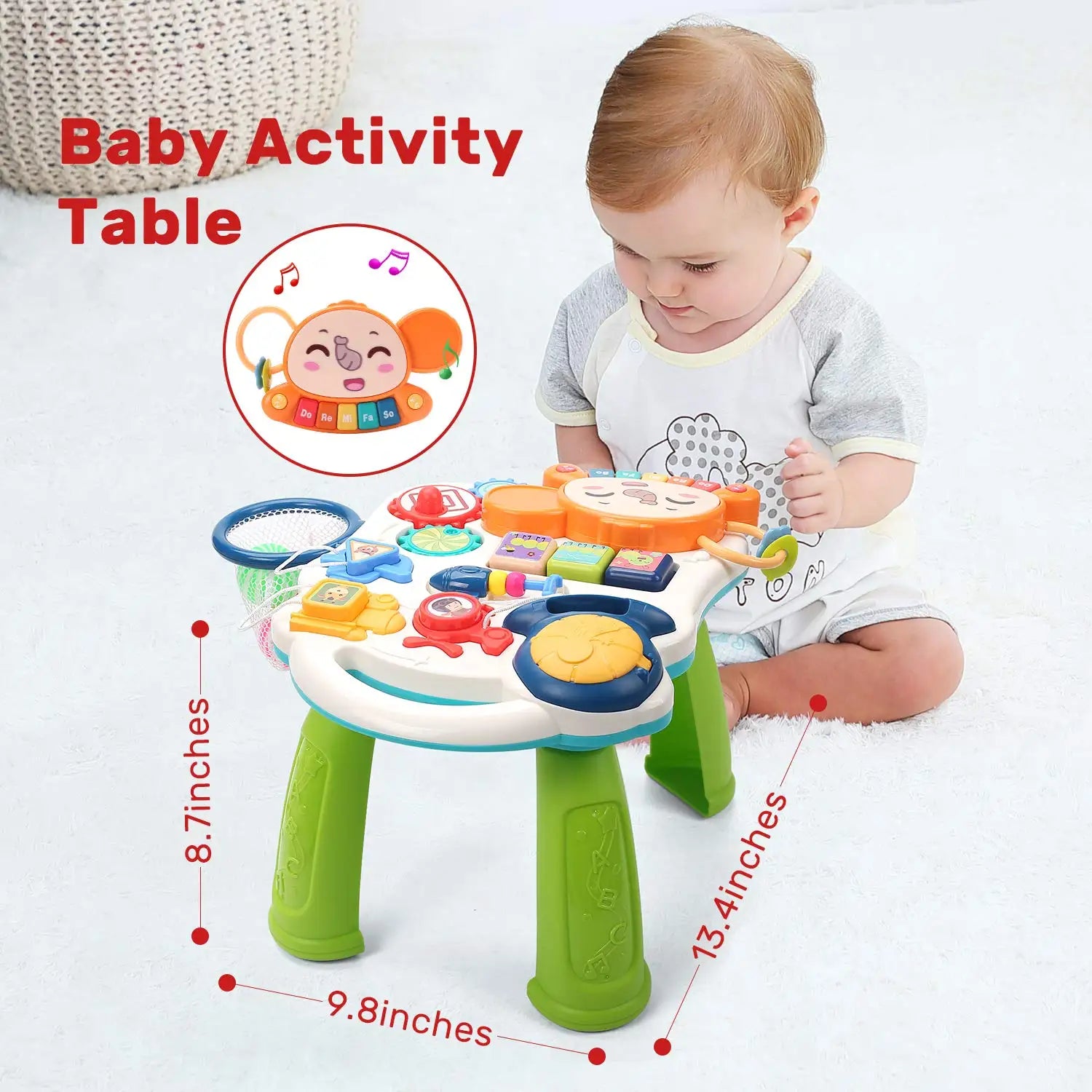 Cute Stone Sit-to-Stand Walker – 2-in-1 Baby Activity Center with Play Panel, Music & Learning Toy for Infant Development