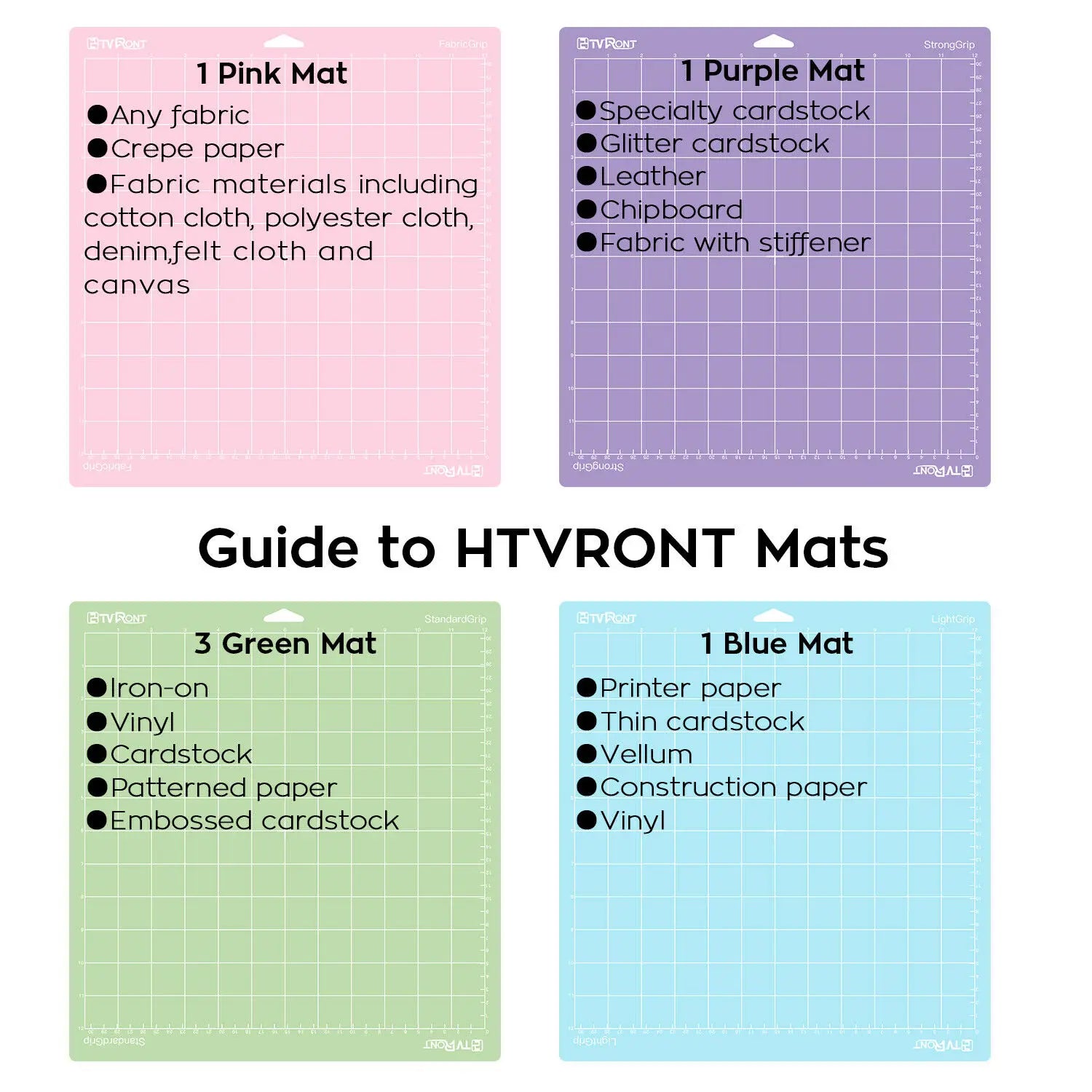 HTVRONT 3-Pack 12×12″ PVC Adhesive Cutting Mats – Mixed Colors for Cricut & DIY Machines