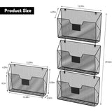 📂 3-Pack Metal Wall File Organizer with Hooks – Mesh Wall-Mounted Magazine & Document Rack for Home & Office (Black)