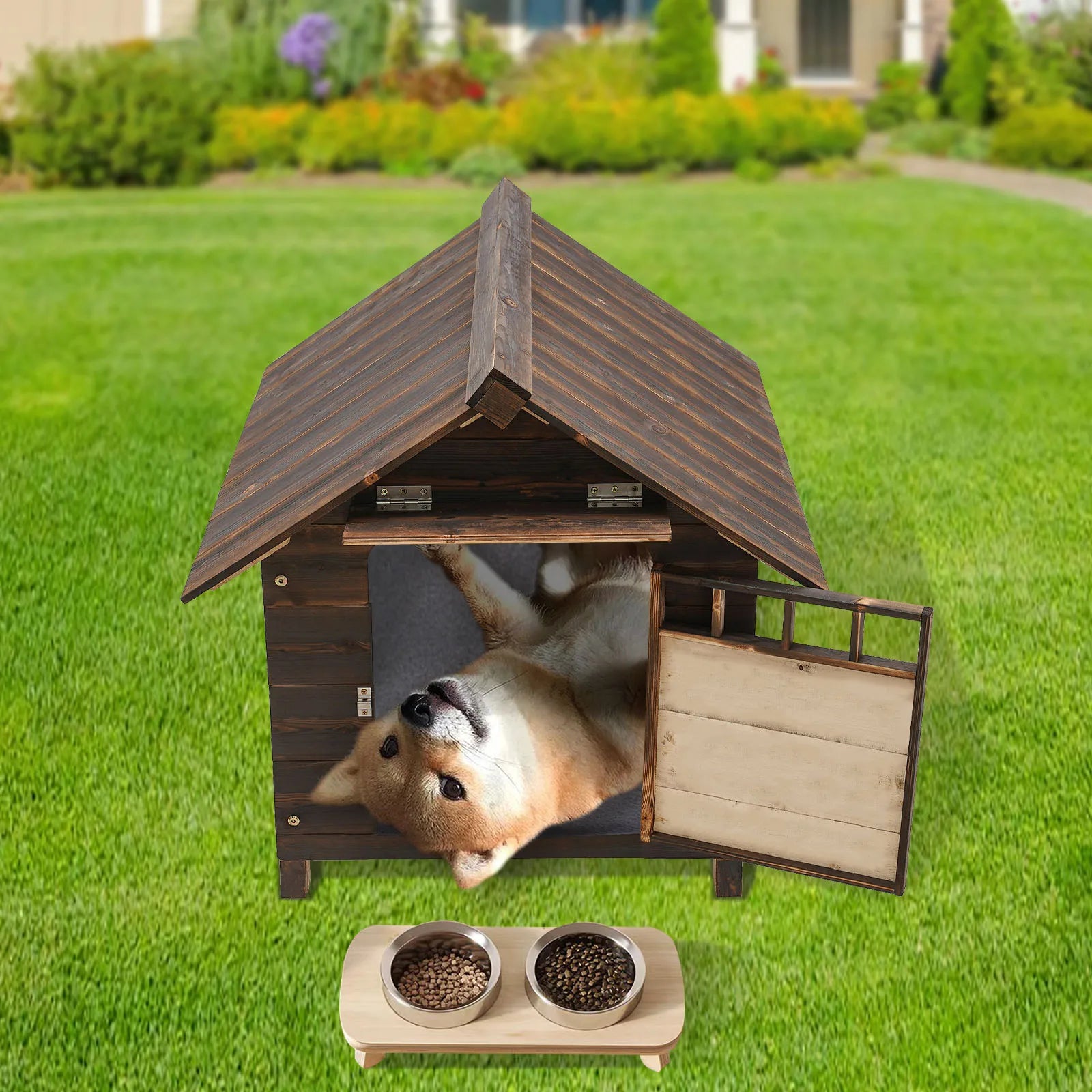 Dog House with Window & Door – Easy-to-Install Water-Resistant Pet Shelter for Indoor & Outdoor Use