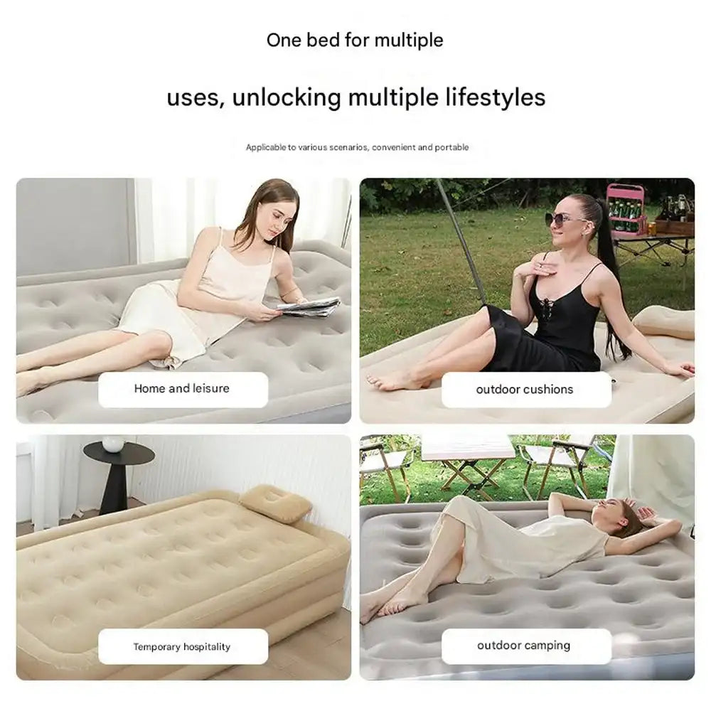 Luxury 1-2 Person Camping Inflatable Mattress with Built-in Pump – PVC Air Bed for Glamping & Outdoor Sleep