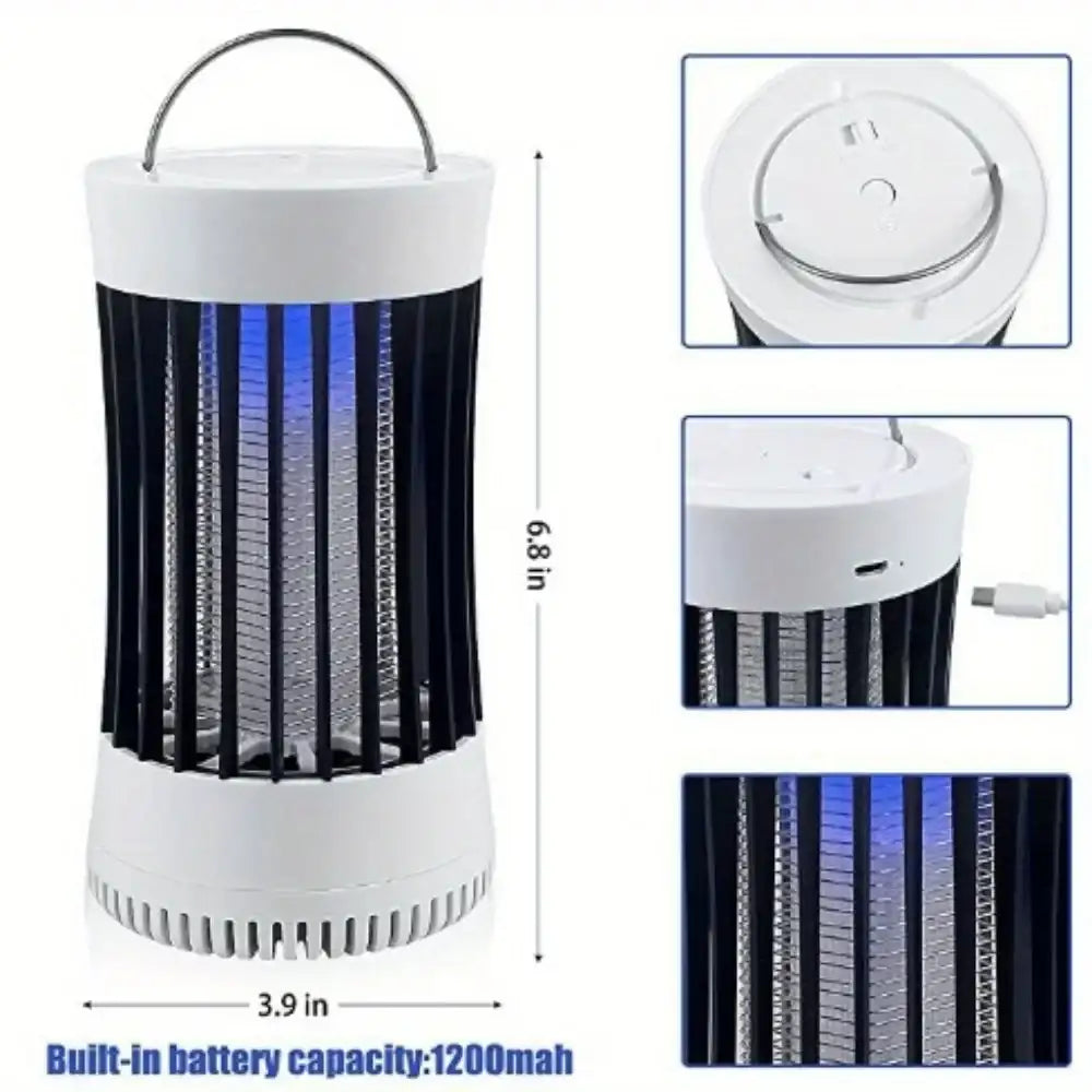 360° Electric Bug Zapper Fan 3-in-1 – 1,800 mAh Rechargeable UV Trap & Portable Waterproof Insect Killer for Camping & Fishing