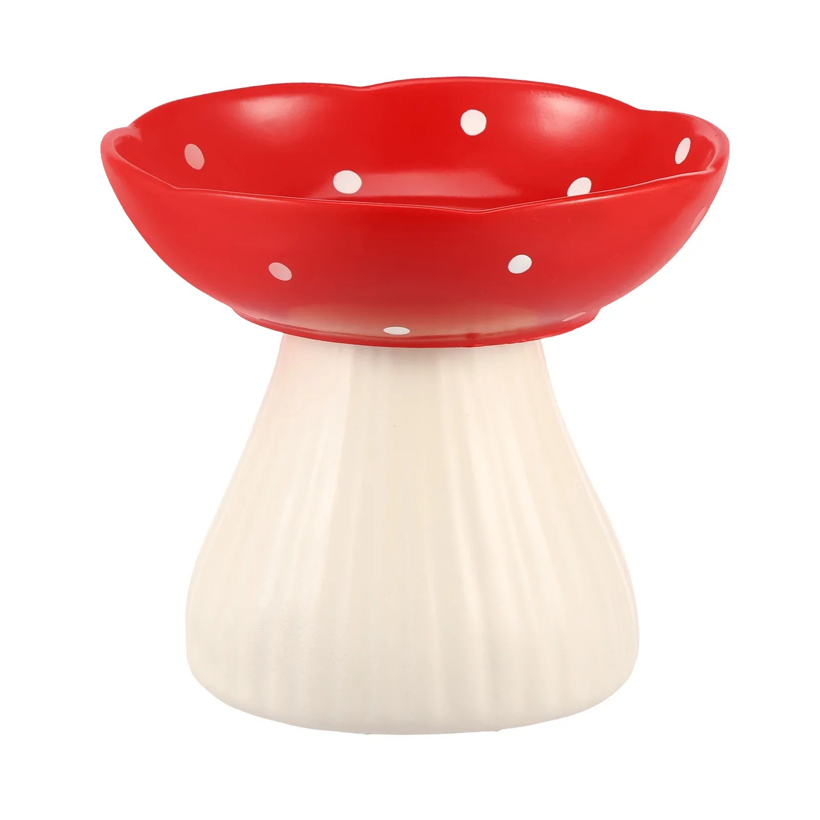 Mushroom Raised Cat Bowl – Elevated Food & Water Dish with Anti-Overturning Stand for Neck Protection