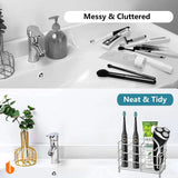 304 Stainless Steel Toothbrush & Toothpaste Holder Stand – Bathroom Organizer (Black)
