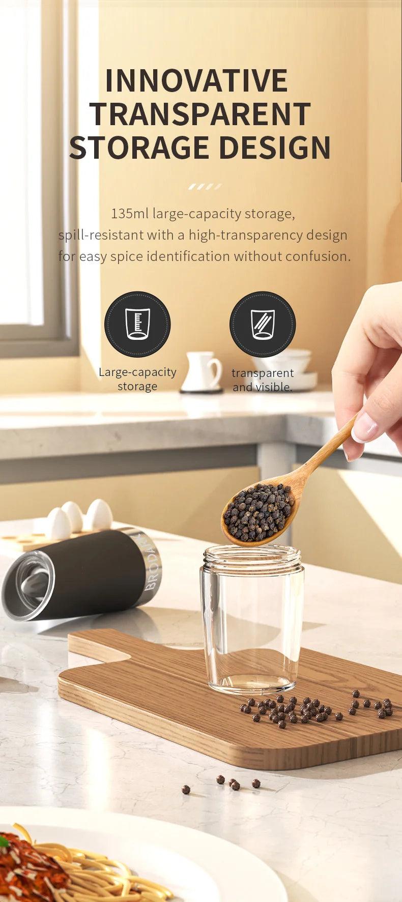 Electric Salt and Pepper Grinder Set – Battery Powered with LED Light, 1/2pcs - PulinGO