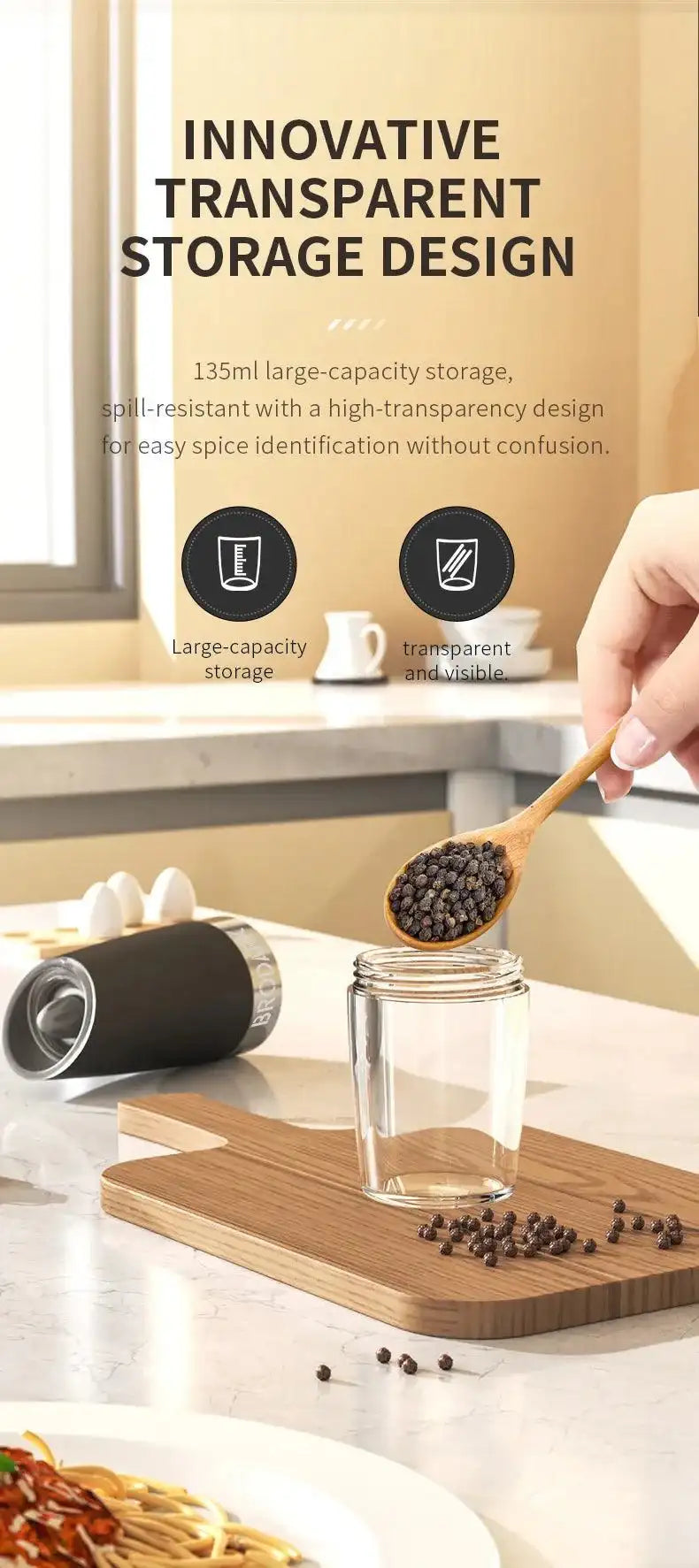 1/2pcs Gravity Electric Salt And Pepper Grinder Set, Battery Powered LED Light One HandAutomatic Operation - PulinGO