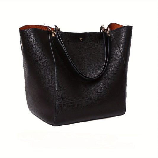 2-Piece Retro Tote Bag Set – Large-Capacity Women’s Shoulder Handbags, Simple & Stylish Design for Daily Use and Travel