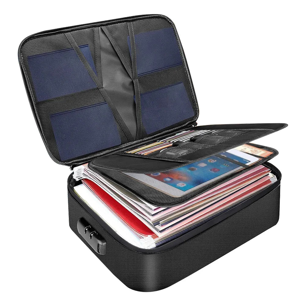 Fireproof Document Organizer – Waterproof Multi-Layer File Storage Box for Important Papers