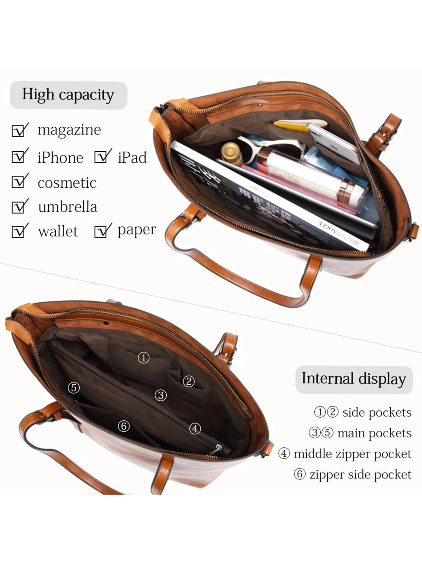 Pahajim women’s leather handbag – elegant top-handle satchel purse, classic tote bag for women’s fashion & daily use