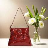 Women’s Luxury Shoulder Bag with Bow 🎀 – Elegant Solid Color Handbag & Crossbody Bag with Adjustable Strap 💼✨