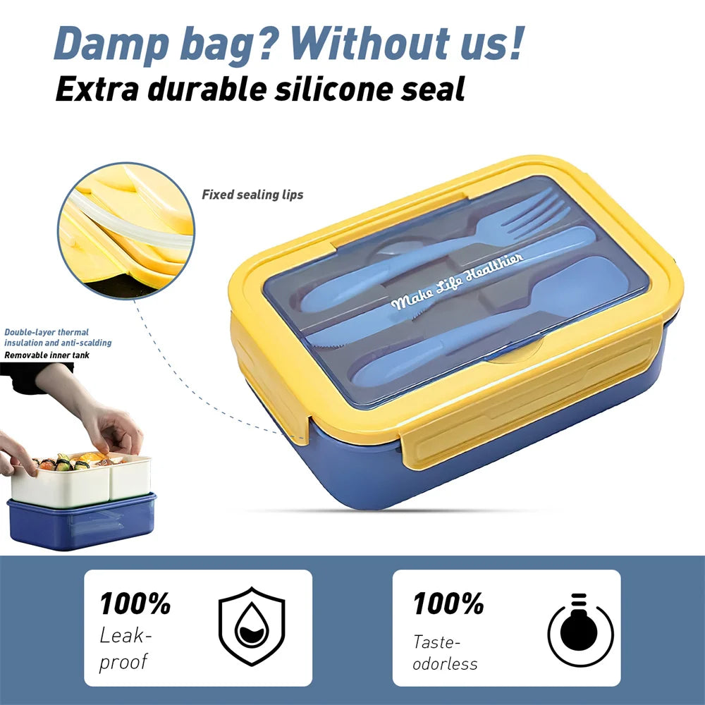 Kids Microwave-Safe Lunch Box Food Warmer – Leakproof Split PP Plastic Lunch Container