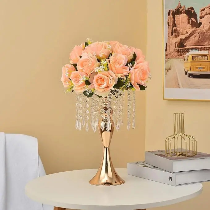 Gold Metal Flower Vase Set – Elegant Centerpieces for Wedding, Anniversary & Dinner Table Décor (4 Pcs)