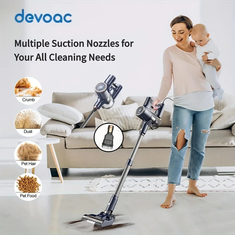 DEVOAC Corded Vacuum Cleaner 600W 23 kPa – 6-in-1 Hand-Stick Vacuum with HEPA Filtration