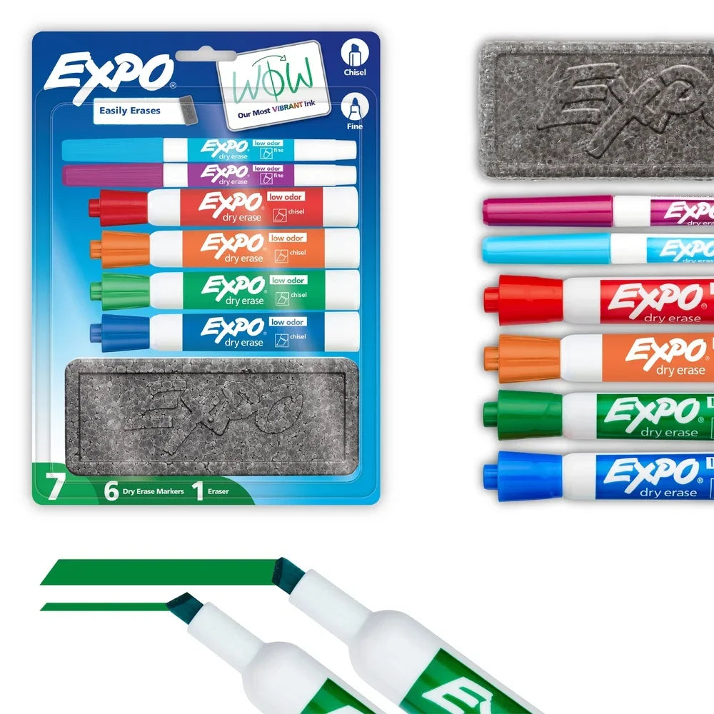 Dry Erase Marker Set – 7-Pack Low-Odor Whiteboard Markers with Eraser for Home, Office & Classroom 🖊️