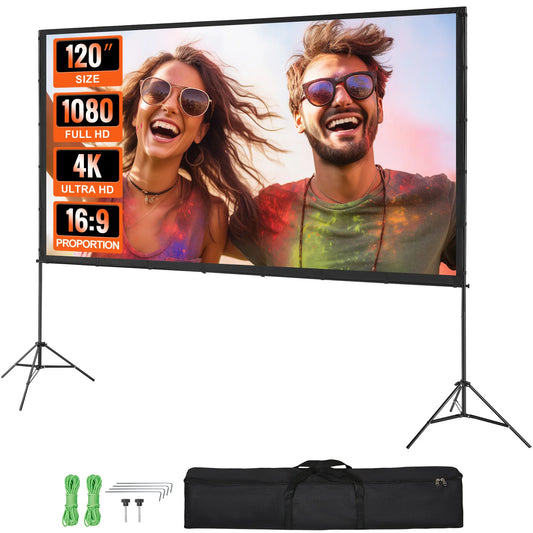SucceBuy Portable Projection Screen with Stand – Adjustable 100″ / 120″ / 150″ 16:9 HD Display for Cinema, Home & Office