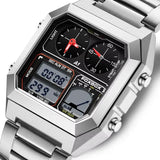FOXBOX Men’s Electronic Sports Watch – Waterproof, Luminous Dial, Stainless Steel Strap & Alarm ⌚✨
