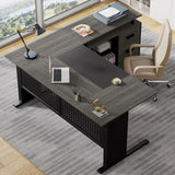 🖥️ Tribesigns 63" L-Shaped Executive Desk – Large Office Desk with File Cabinet, Drawers & Storage Shelves