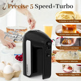 5-Speed Electric Hand Mixer 800W – Handheld Mixer with Turbo, Stainless Steel Attachments & Storage Case