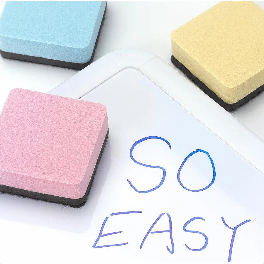 Magnetic Whiteboard Erasers – 12-Pack Square Dry Erasers in Pastel Colors for Classroom Use