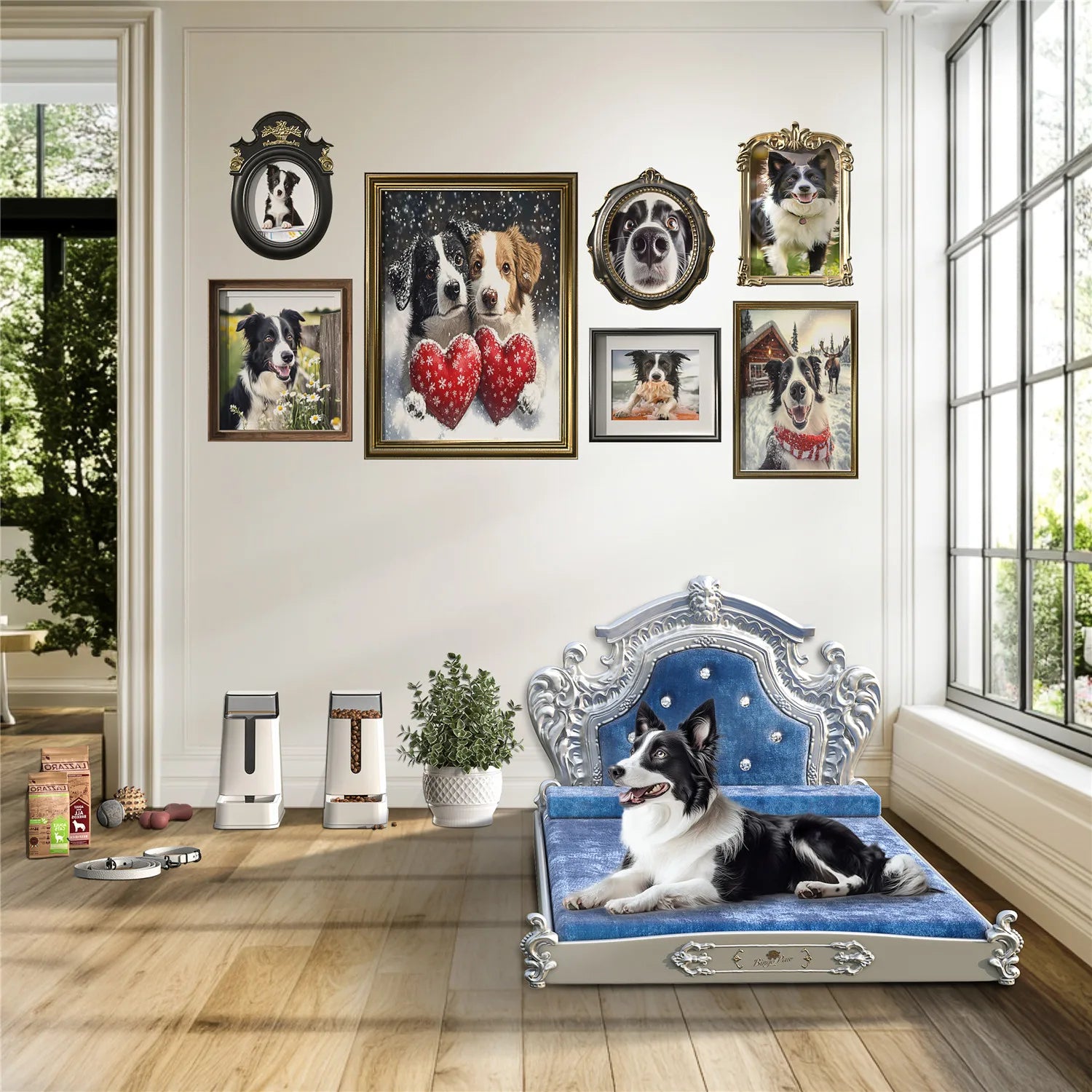 BingoPaw Luxury Pet Bed – Dutch Velvet Sofa with Headboard for Medium & Large Dogs