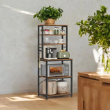 VASAGLE Coffee Bar, 6-Tier Kitchen Shelves with 6 Hooks, Baker’s Rack for Kitchen, Microwave Stand, Industrial - PulinGO