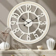 30-Inch Farmhouse Wall Clock – Large Wooden Silent Wall Clock with Boho Beads | Rustic Battery-Operated Easy-Read Design