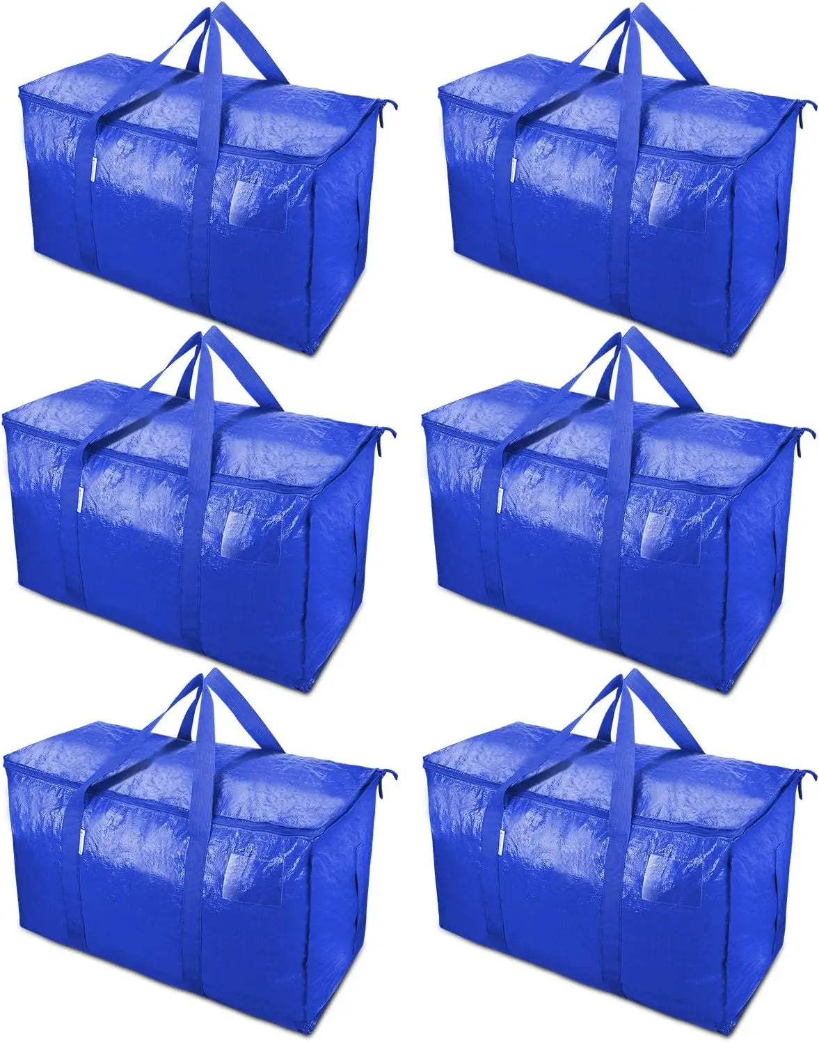 MegaMove 6-Pack Oversized Heavy-Duty Moving Bags with Zipper & Carry Handles – Space-Saving Storage Totes 🧳